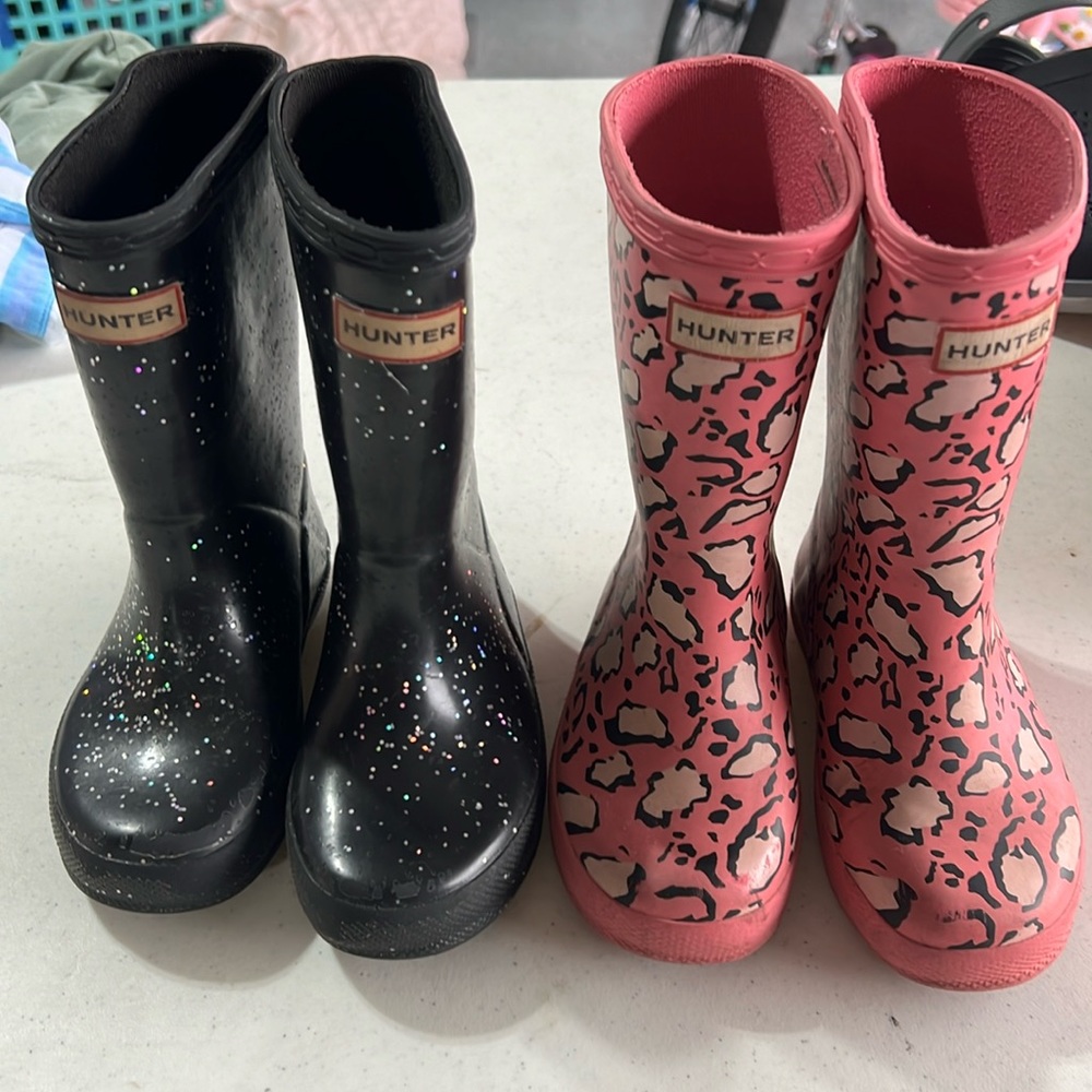 Lot of 2 HUNTER Rain Boots Girls size 9 Pink Black Good Condition